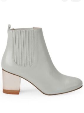 Opening Ceremony Brenda Heeled Leather Ankle Boots - Stone White size 37